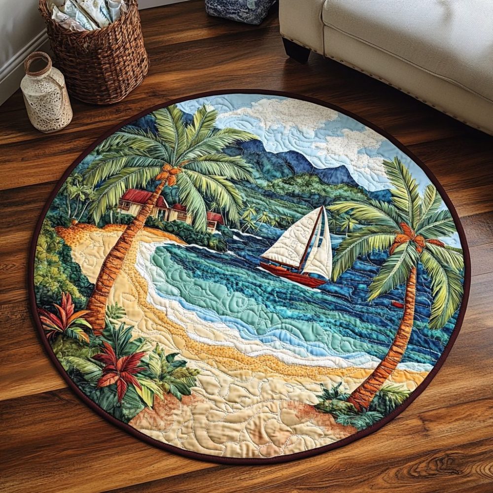 Palm Haven Quilted Round Mat
