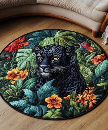 Panther Bloom Quilted Round Mat