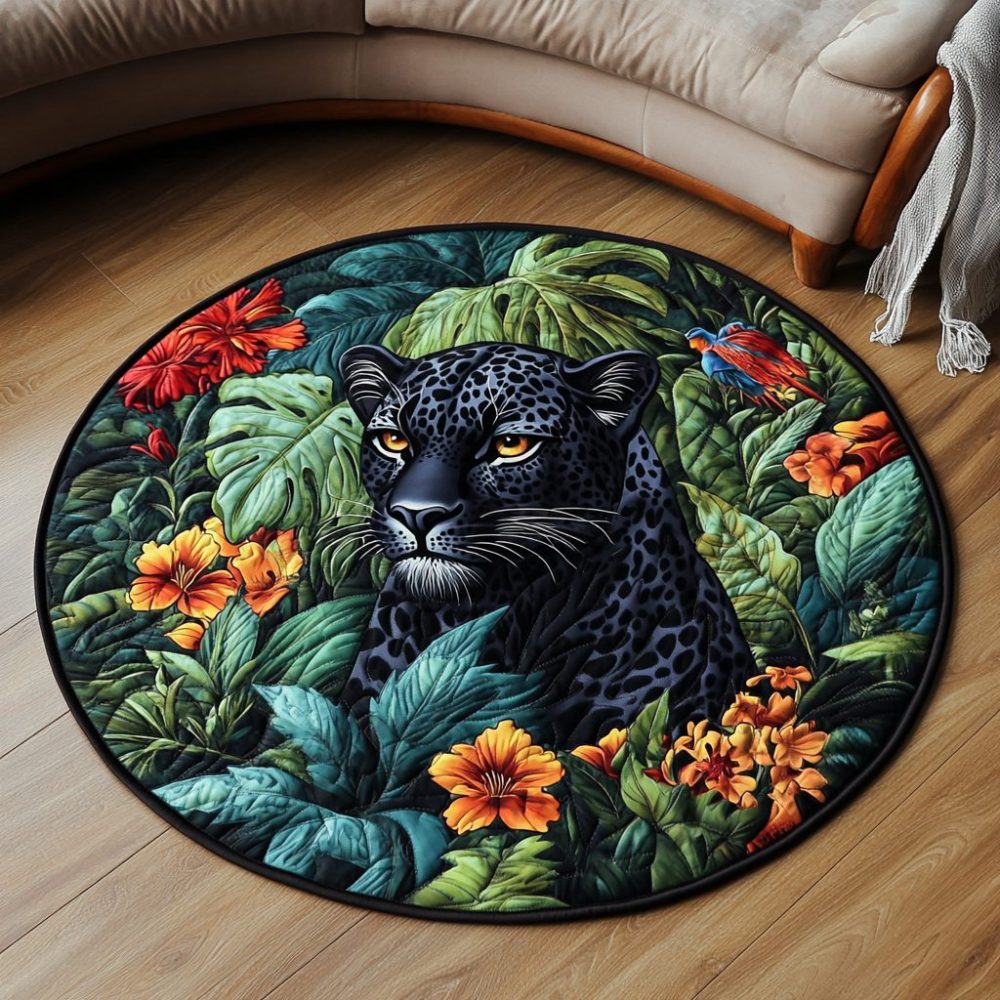 Panther Bloom Quilted Round Mat