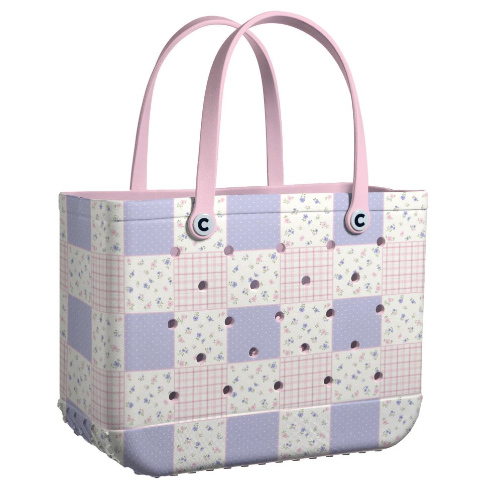 Bucket Tote Bag, Limited Edition Bogg Bag, Beach Bag Pastel Patchwork