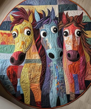 Patchwork Horse Quilted Round Mat