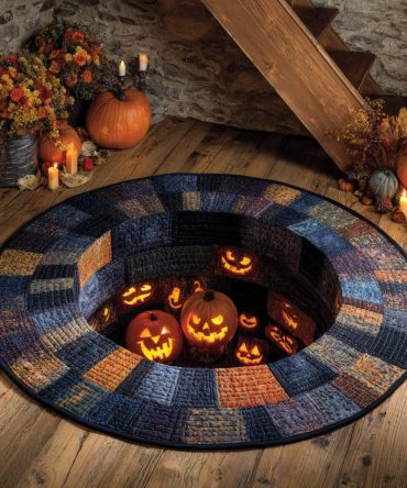 Patchwork Pumpkin Pit Quilted Round Mat