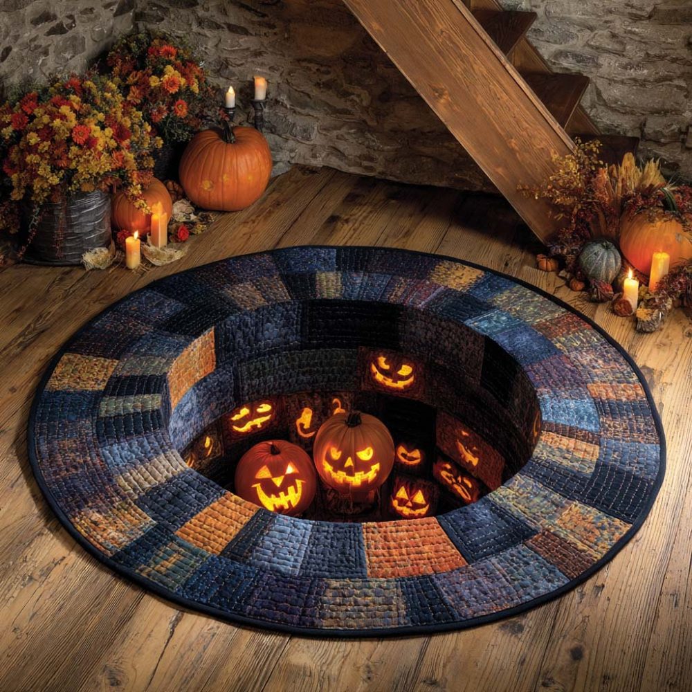 Patchwork Pumpkin Pit Quilted Round Mat
