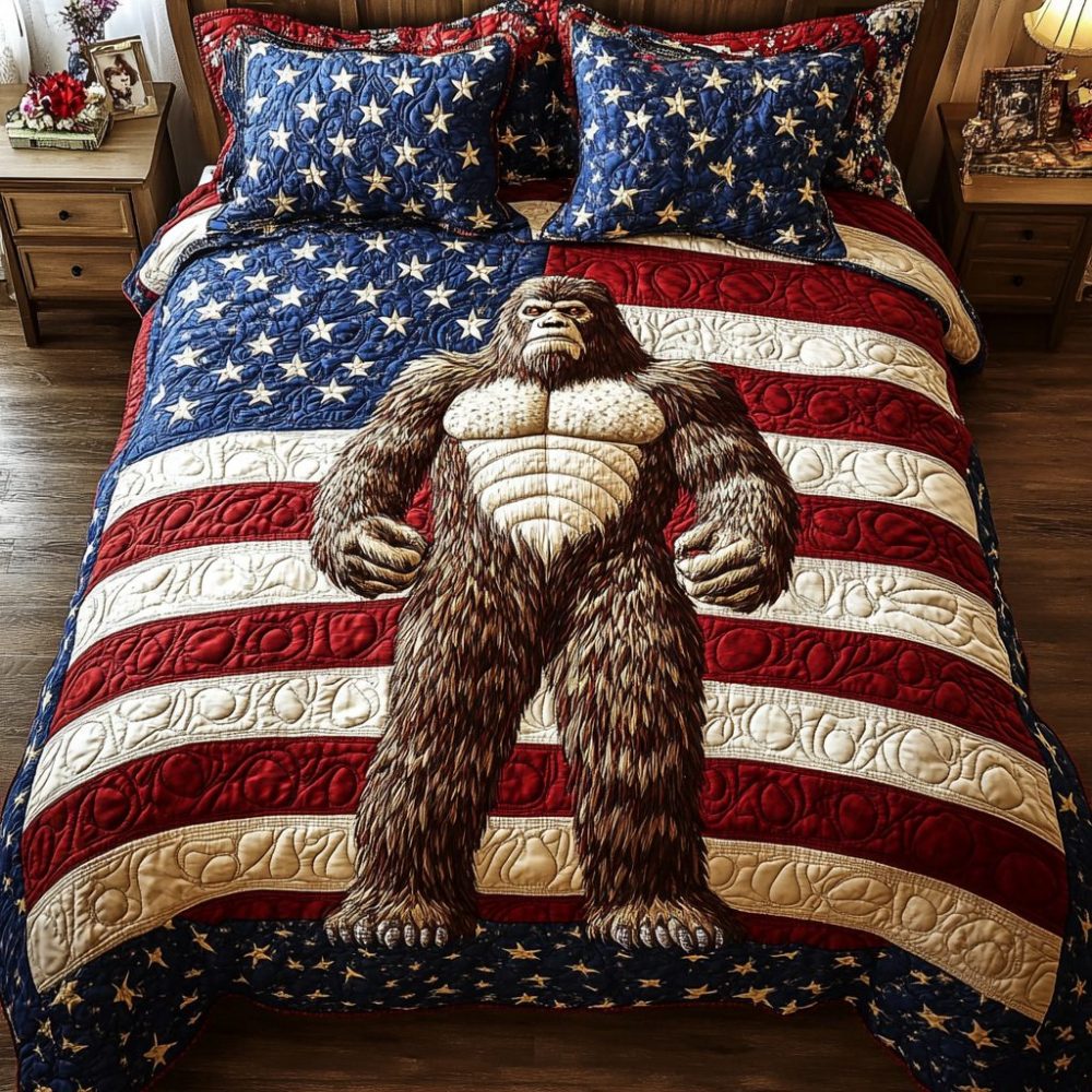 Patriot Sasquatch 3-Piece Quilted Bedding Set