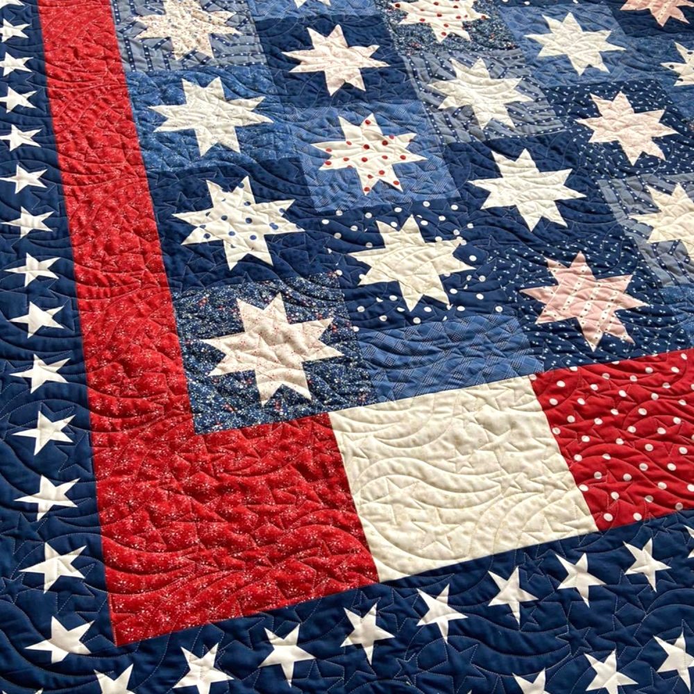 Patriotic Elegance Quilted Blanket