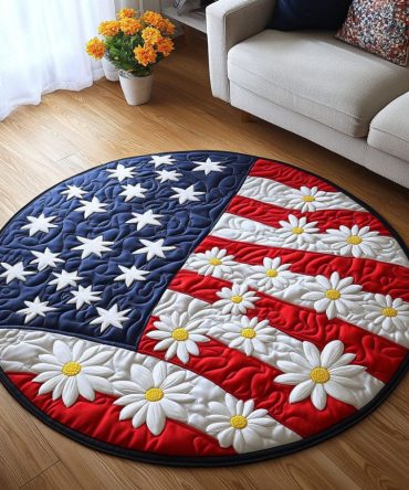 Patriotic Blooms Quilted Round Mat