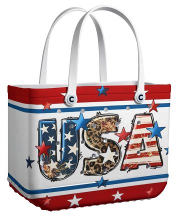Patriotic Usa Tote Bag - Stylish Red, White & Blue Design With Stars - Perfect For Summer Outings