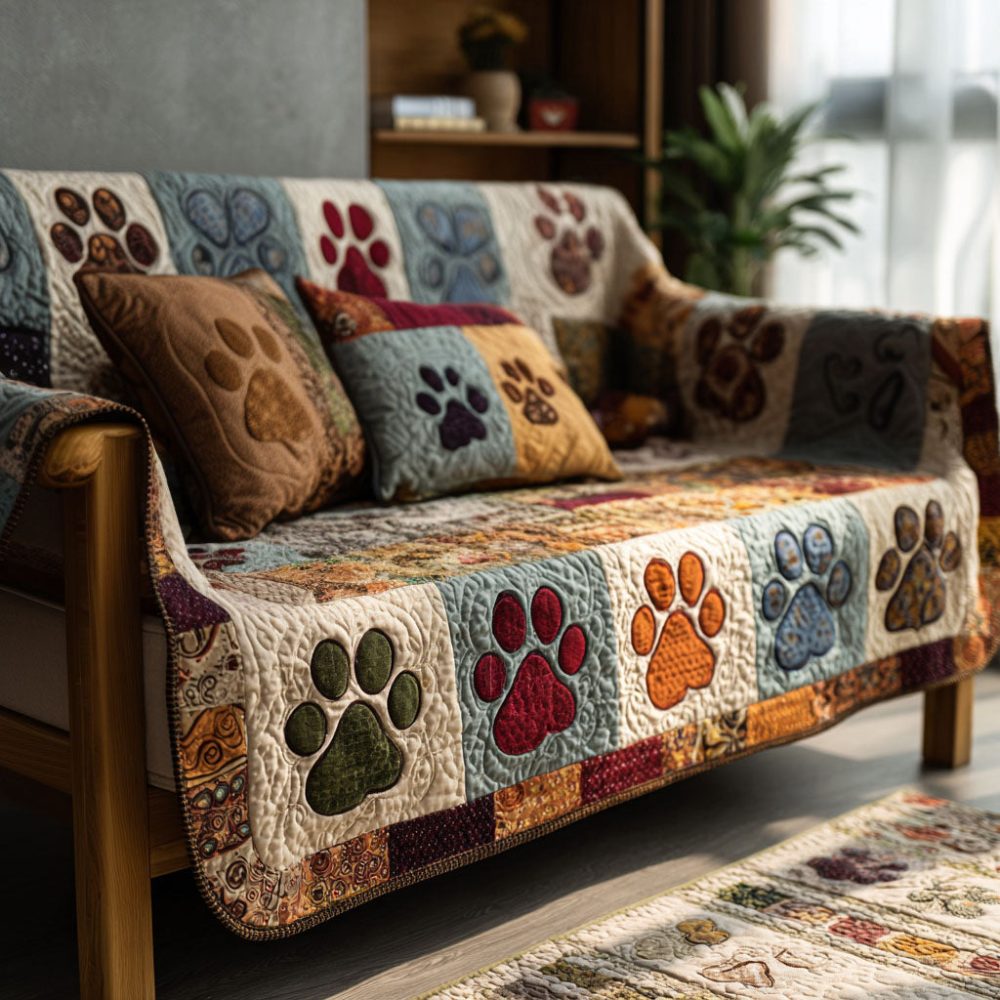 Paw Love Meadow Quilted Sofa Cover