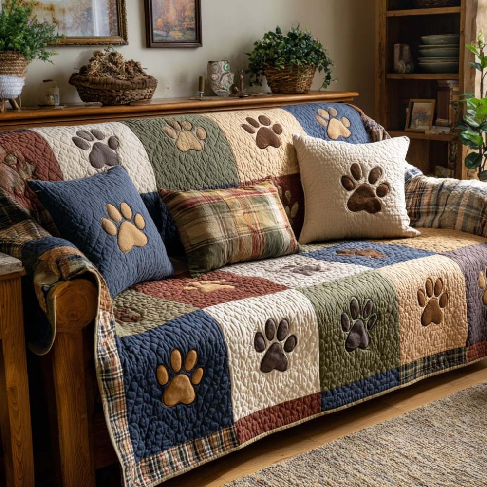 Paw Rustic Quilted Sofa Cover
