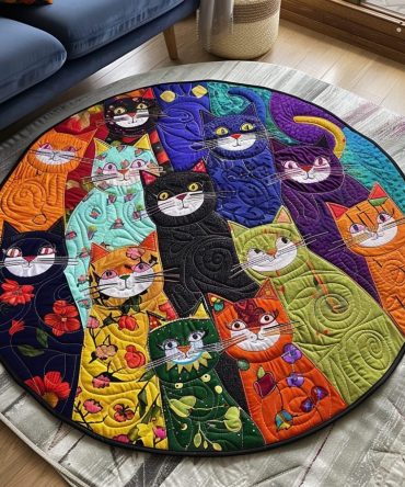 Paws Whimsy Quilted Round Mat