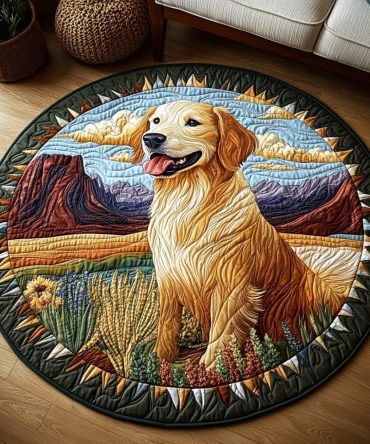 Paws Of Gold Quilted Round Mat