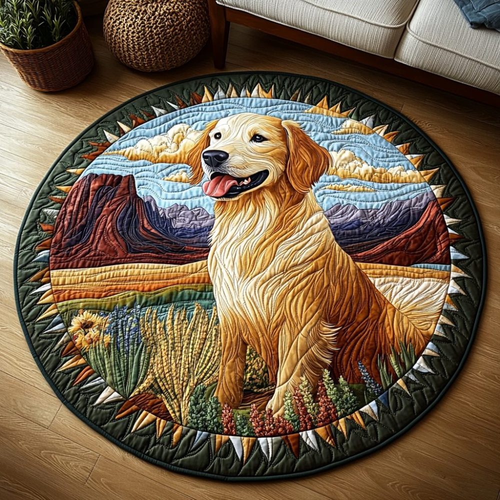 Paws Of Gold Quilted Round Mat