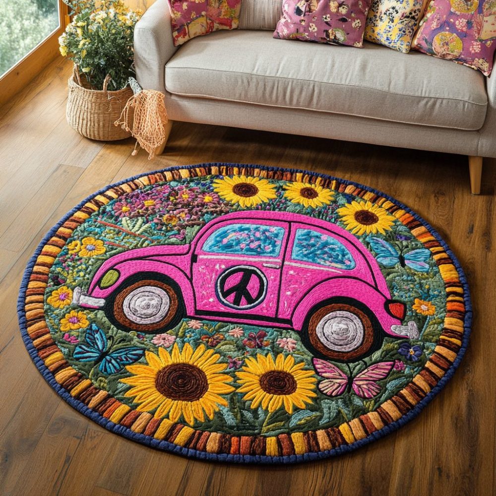 Peace Ride Quilted Round Mat