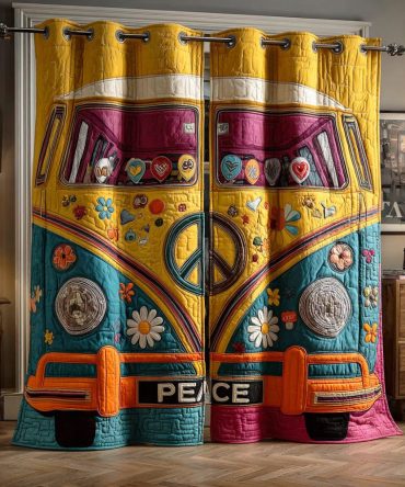 Peace Van Holiday Quilted Curtains