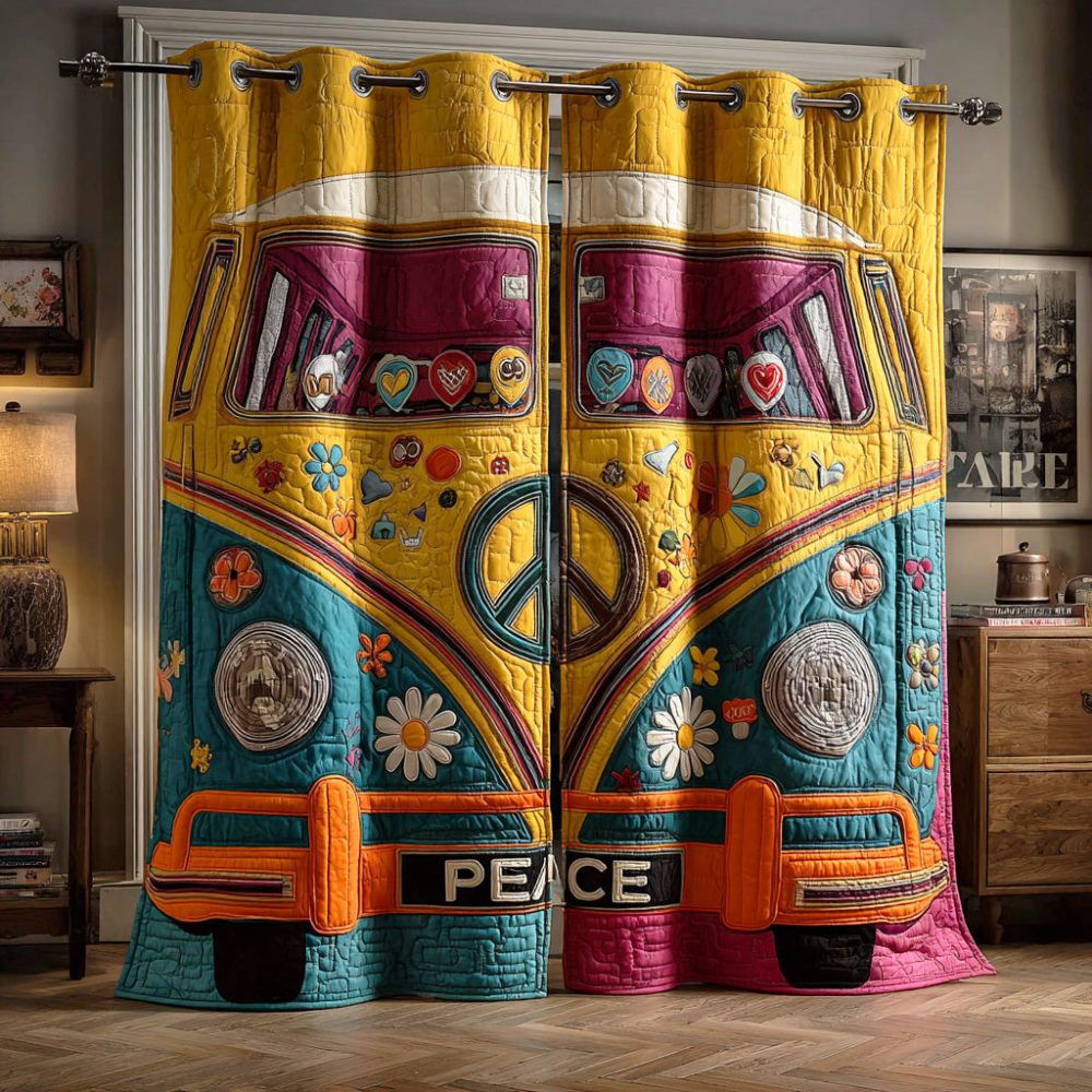 Peace Van Holiday Quilted Curtains