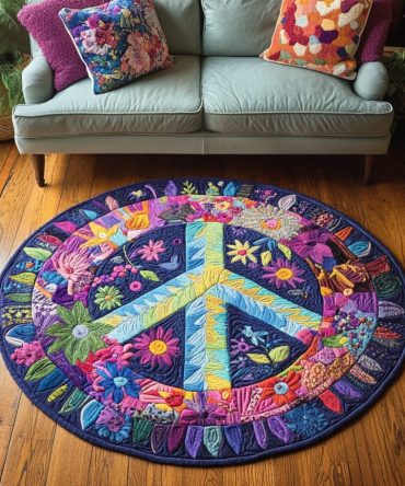 Peace Vibes Quilted Round Mat