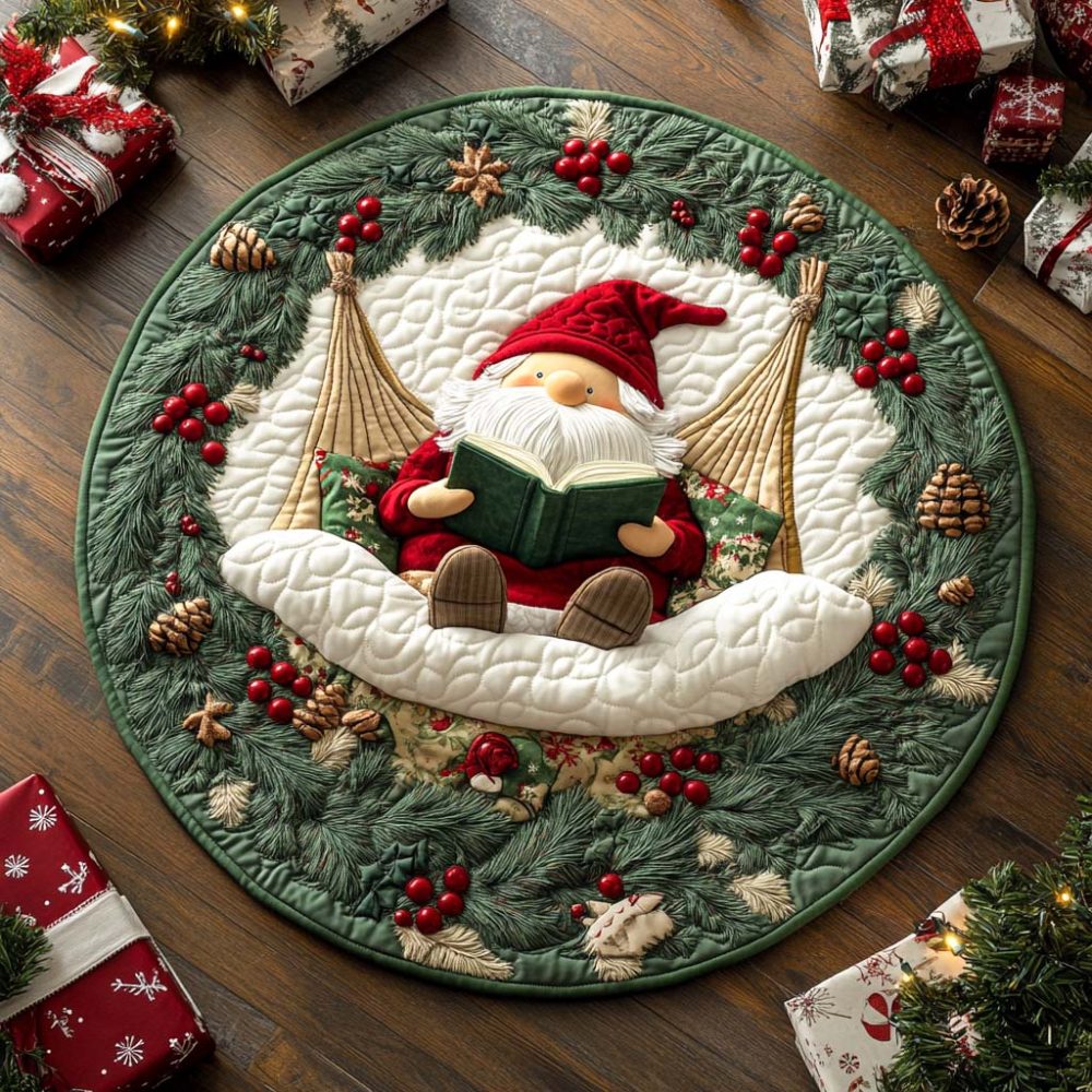 Peaceful Angel Night Quilted Round Mat