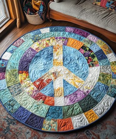 Peaceful Patchwork Quilted Round Mat