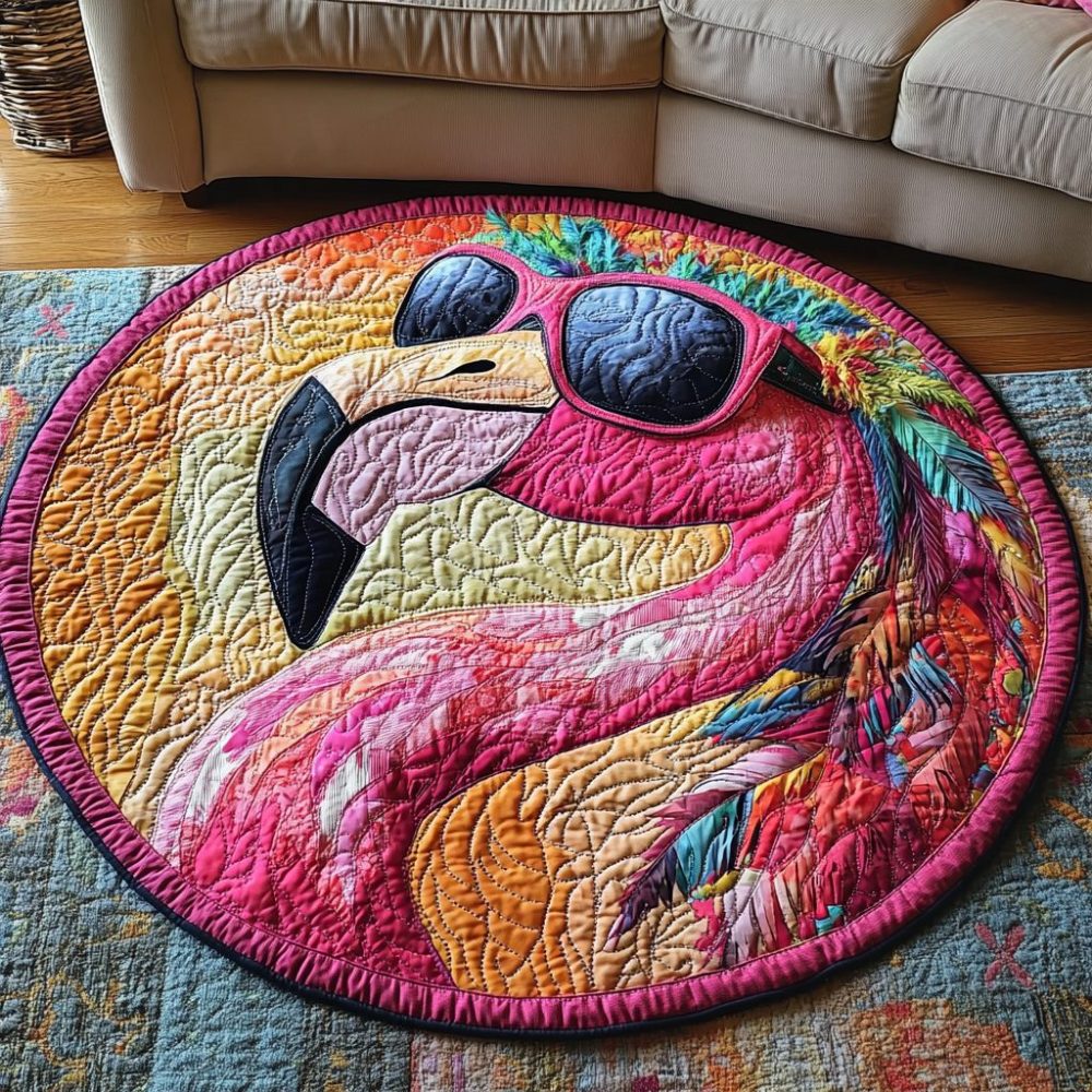 Peaceful Pink Quilted Round Mat