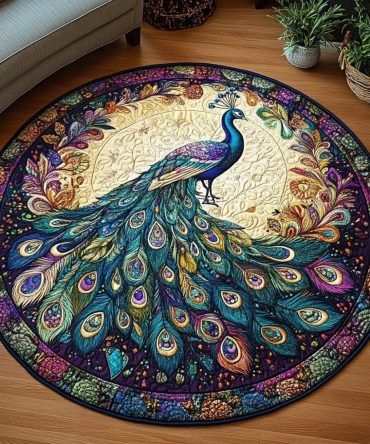Peacock Beauty Quilted Round Mat