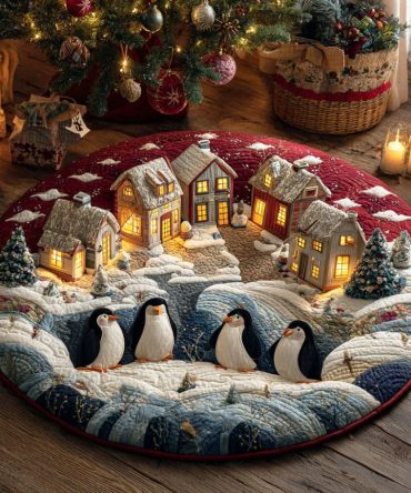 Penguin North Night Quilted Round Mat
