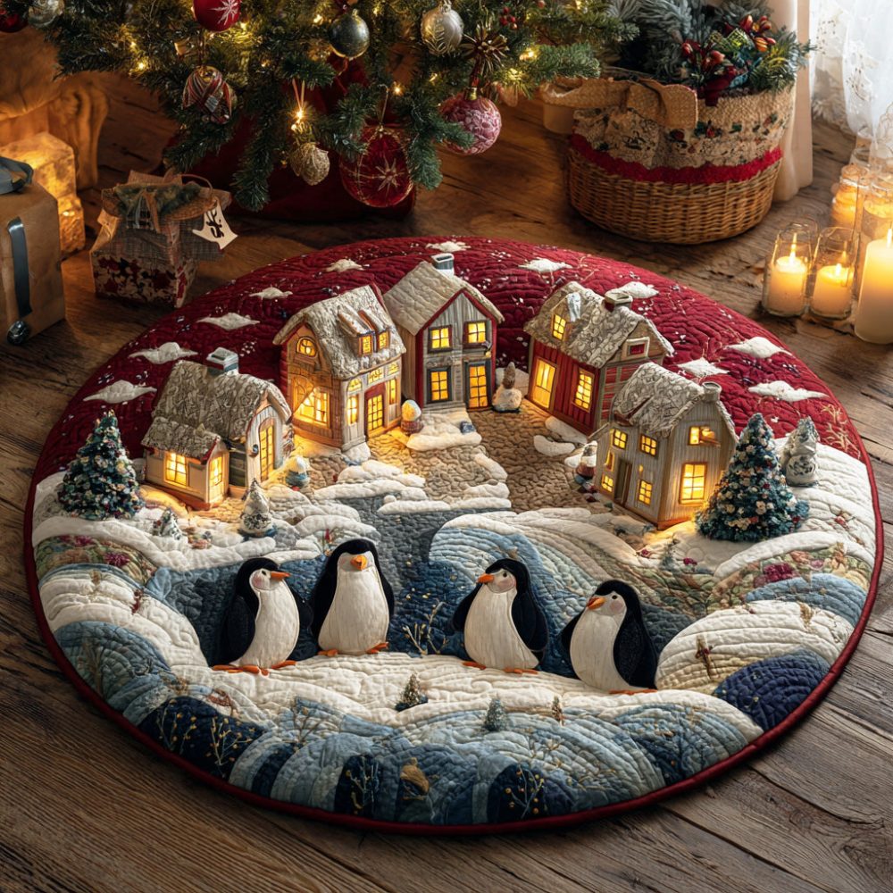 Penguin North Night Quilted Round Mat