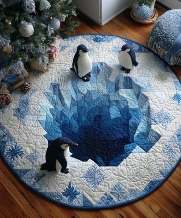 Penguine Dreams Quilted Round Mat