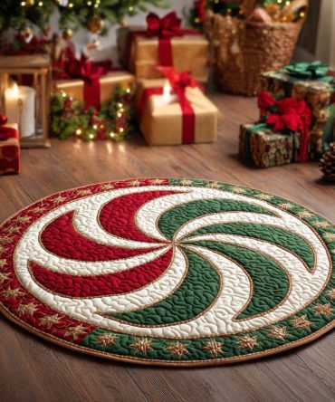 Peppermint Swirl Quilted Round Mat