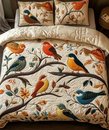 Perch Petals 3-Piece Quilted Bedding Set