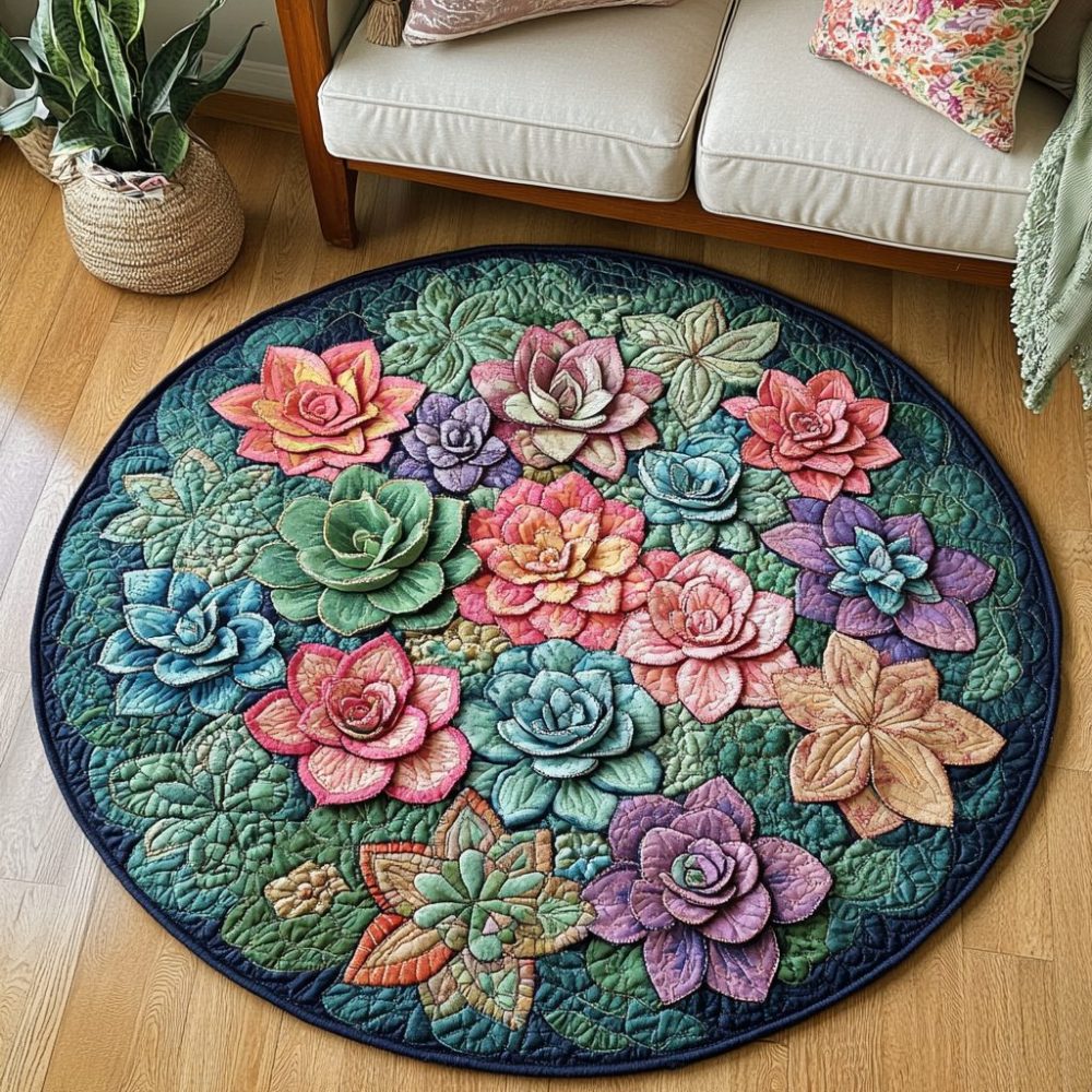 Petal Glow Quilted Round Mat