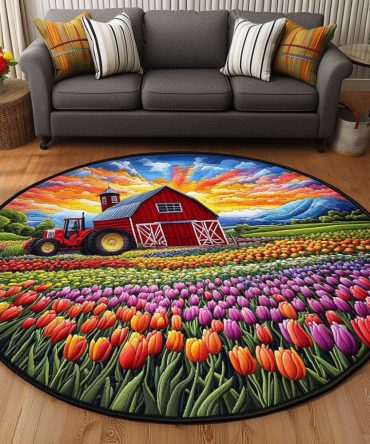 Petal Pathway Quilted Round Mat