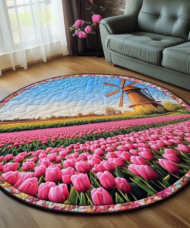 Petal Whisper Quilted Round Mat