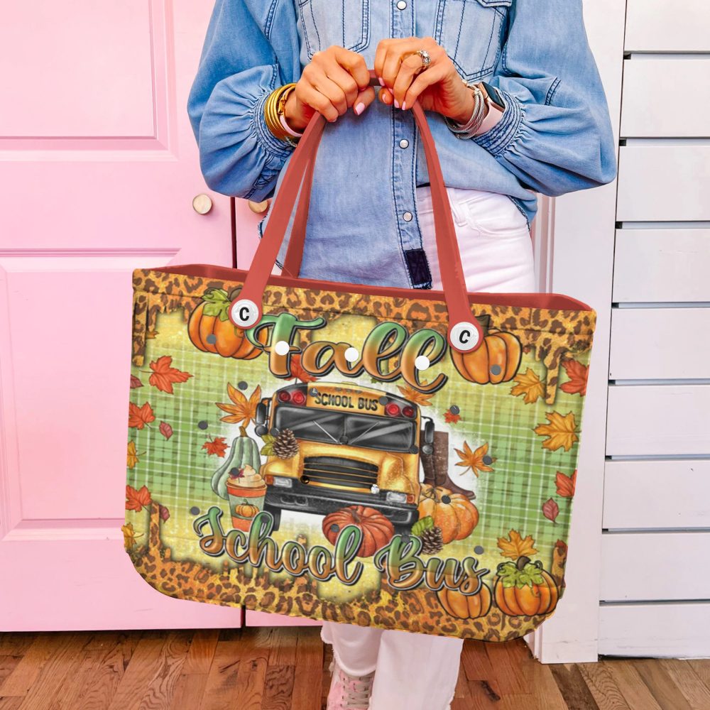 Autumn Harvest Tote Bag - Fall School Bus Design, Perfect For Seasonal Shopping - Image 5