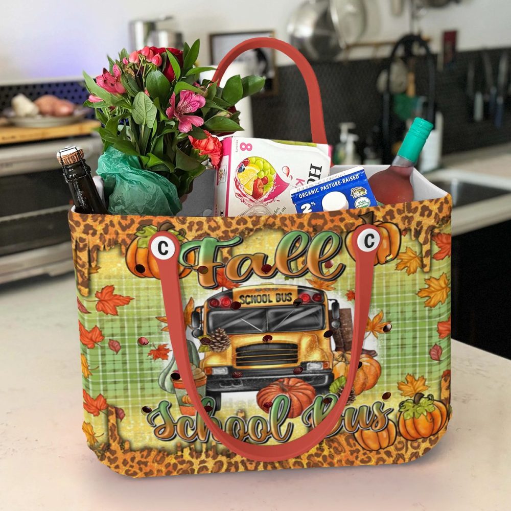 Autumn Harvest Tote Bag - Fall School Bus Design, Perfect For Seasonal Shopping - Image 4
