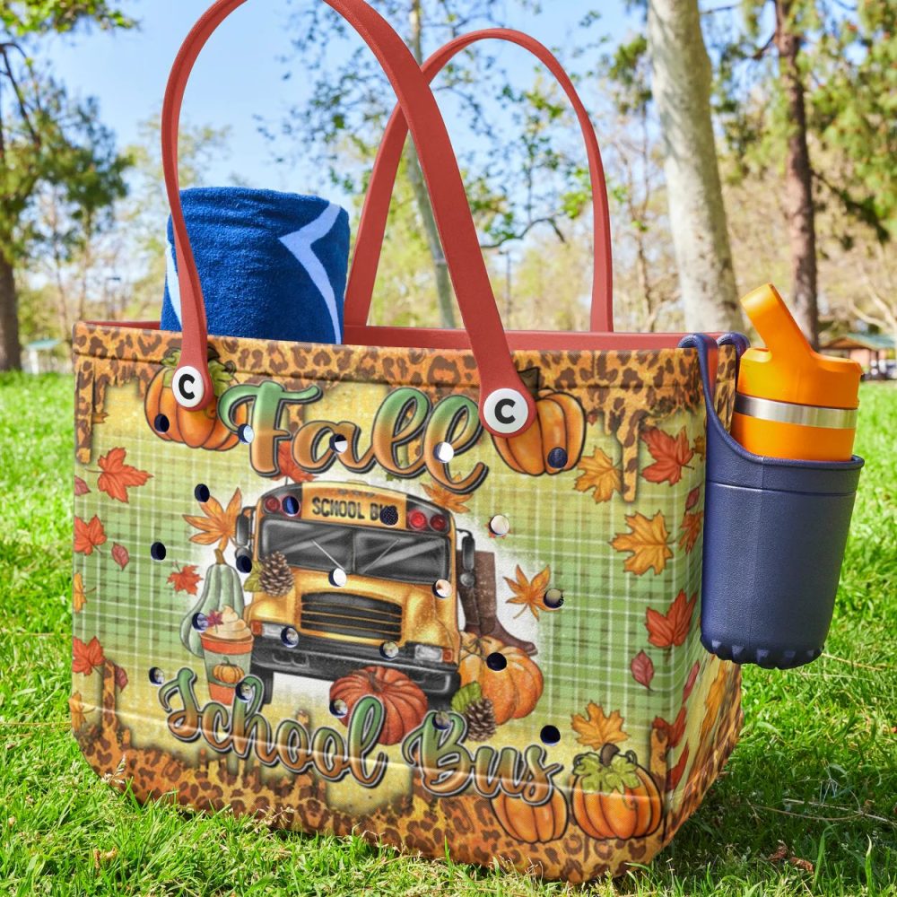 Autumn Harvest Tote Bag - Fall School Bus Design, Perfect For Seasonal Shopping - Image 3