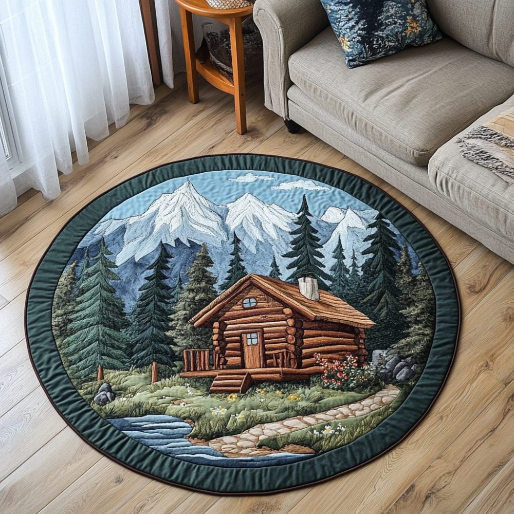 Pinewood Haven Quilted Round Mat