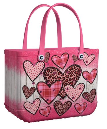 Stylish Pink Heart Pattern Tote Bag – Perfect For Shopping, Beach & Everyday Use