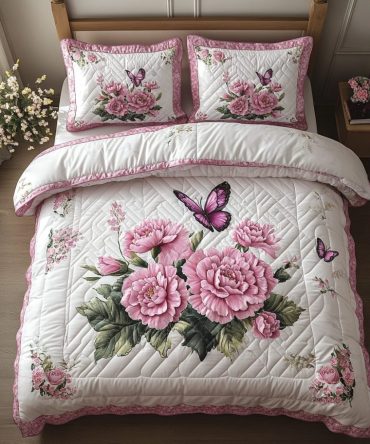 Pink Bliss 3-Piece Quilted Bedding Set