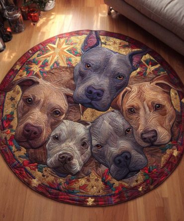 Pitbull Holiday Pack Quilted Round Mat