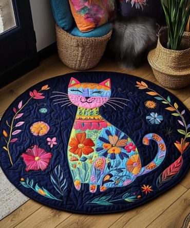 Playful Paws Paradise Quilted Round Mat