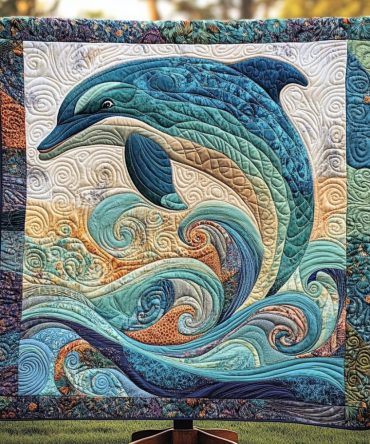 Playful Waves Quilted Blanket