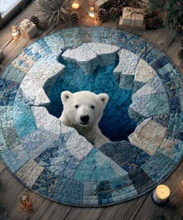 Polar Bear Frozen Haven Quilted Round Mat