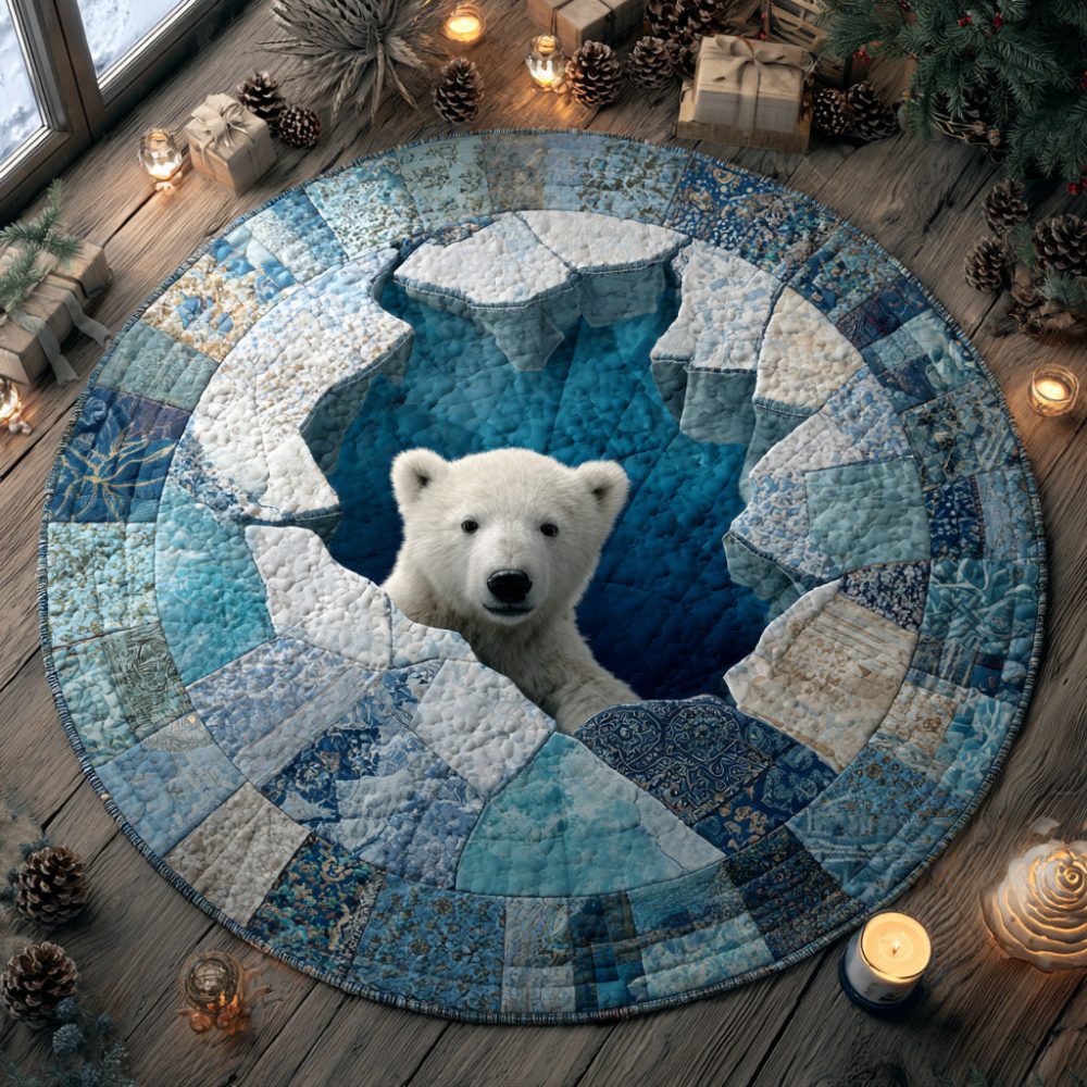 Polar Bear Frozen Haven Quilted Round Mat