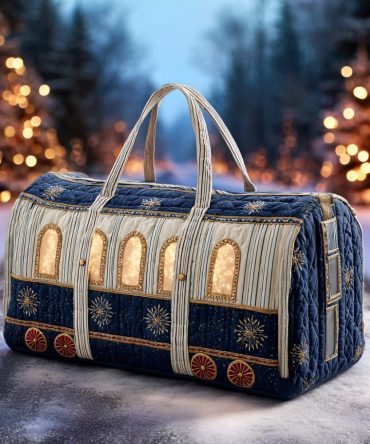 Polar Christmas Train Quilted Duffle Bag