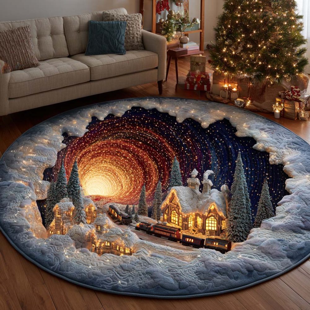 Polar Express Hole Quilted Round Mat