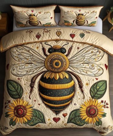 Pollinator Paradise 3-Piece Quilted Bedding Set