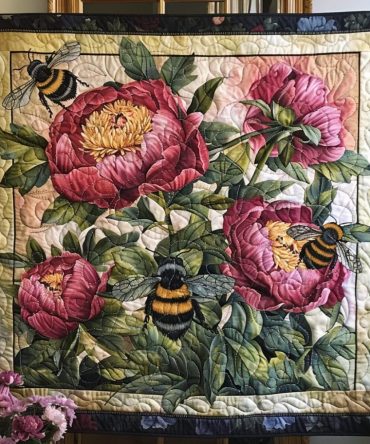 Pollinator'S Floral Haven Quilted Blanket