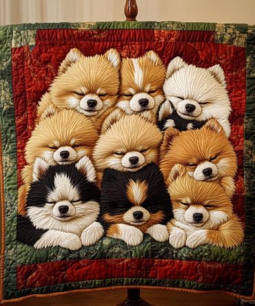 Pomeranian Pals Quilted Blanket
