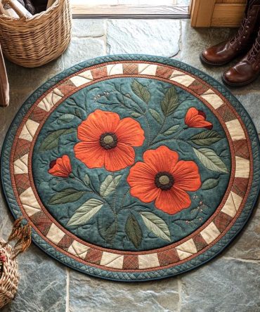 Poppy Fields Forever Quilted Round Mat