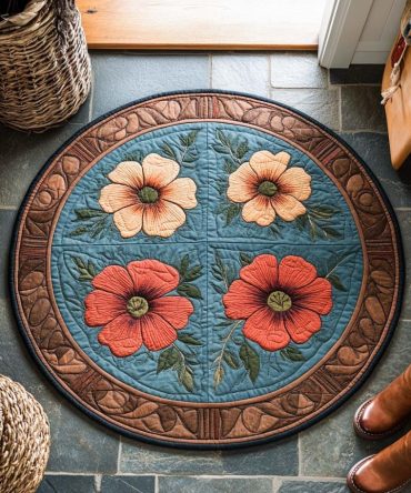 Poppy Glow Haven Quilted Round Mat